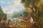 WATTEAU, Antoine The Embarkation for Cythera oil painting reproduction